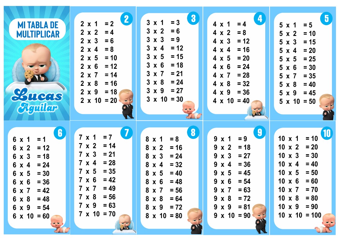 Jefe The Boss Baby Tabla de Multiplicar